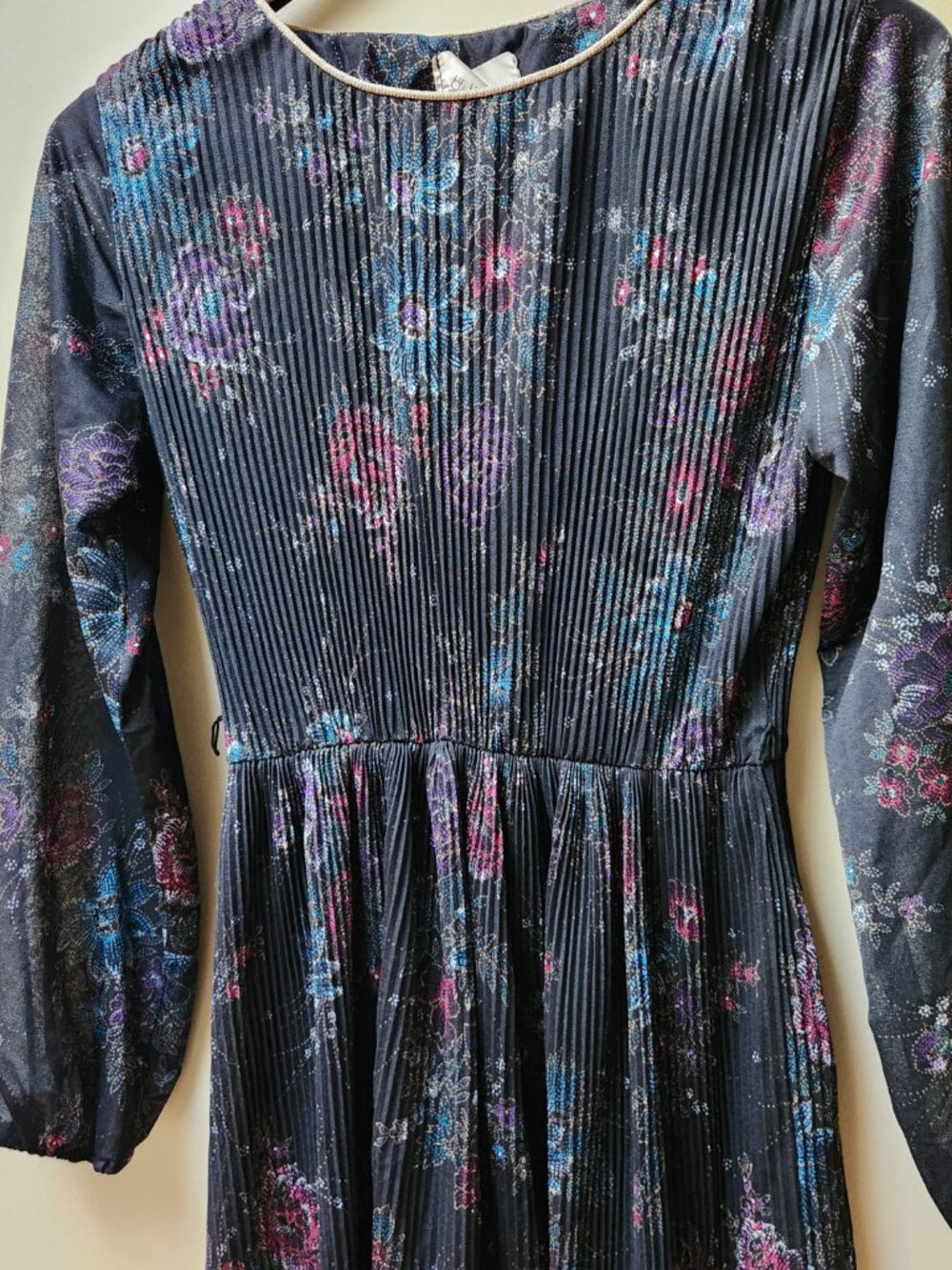 Vintage SEARS pleated floral dress / xs/s